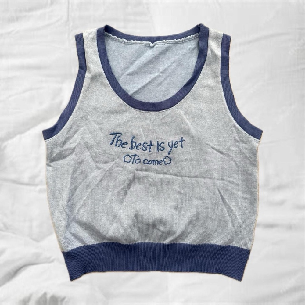 Blue and White Crew Neck Sweater